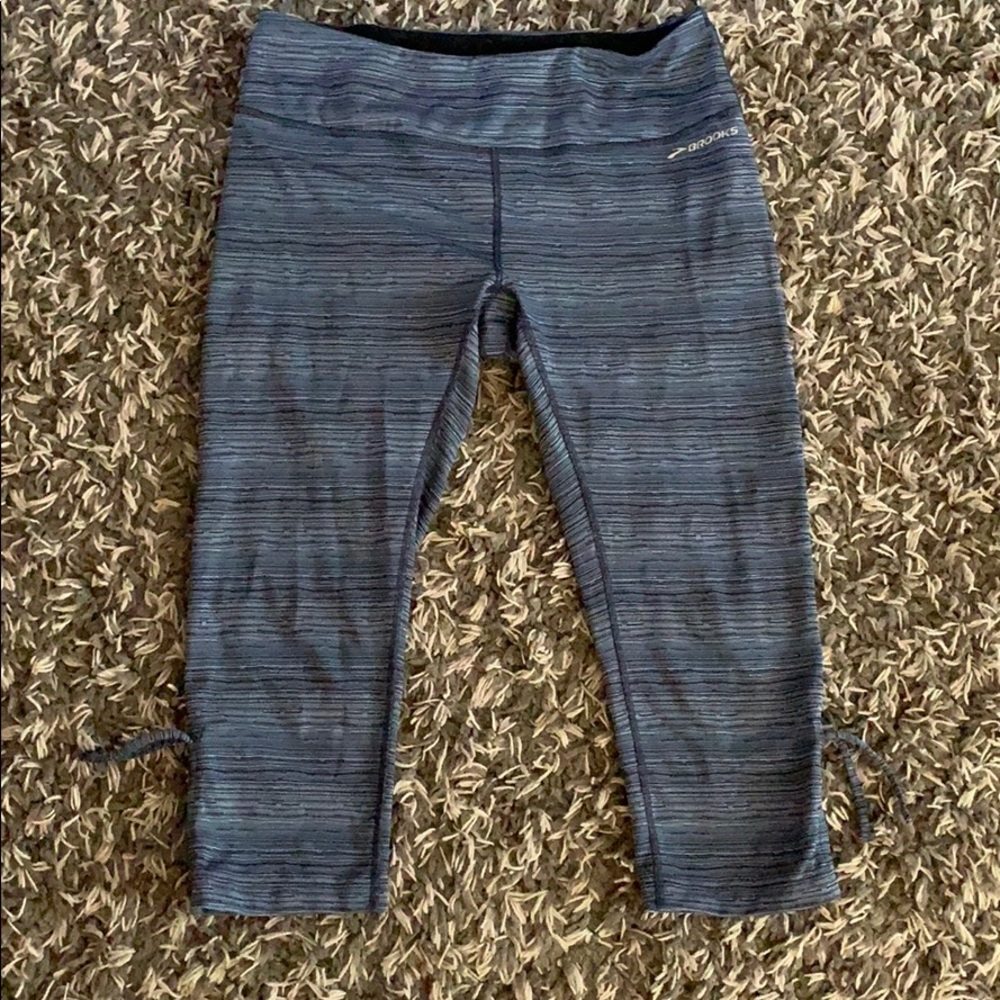 Blue-Patterned Brooks Running Leggings